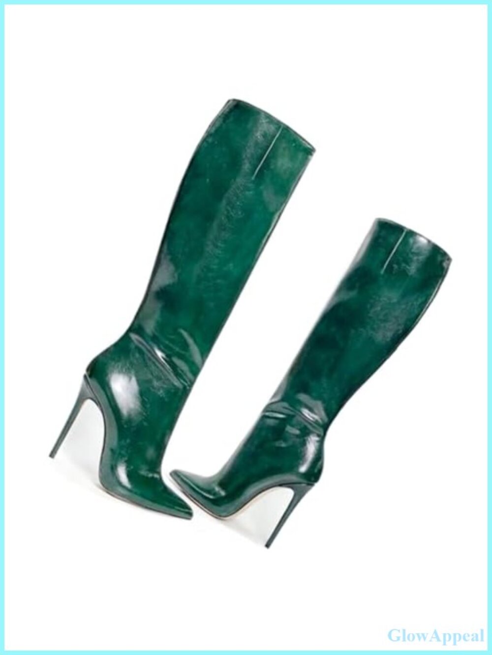 PU Leather Knee High Stiletto Boots Pointed Toe Back Zip Women's